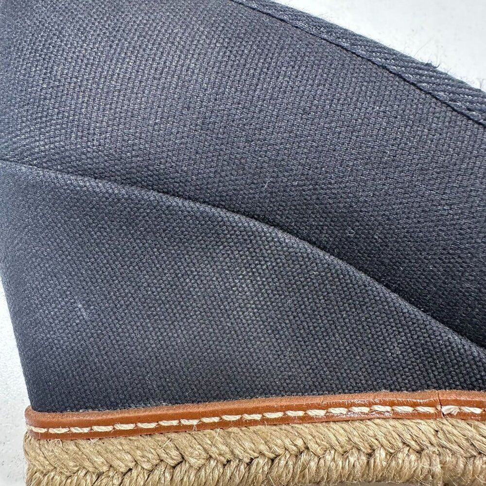 Tory Burch Black Canvas Wedge Espadrilles with Jute Sole - Picture 3 of 11